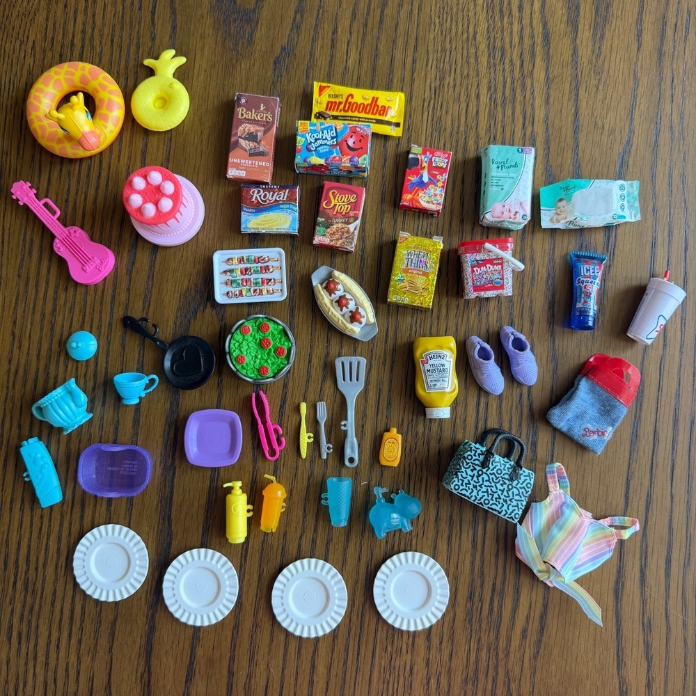 Barbie & Zuru 5 Surprise Mini Brands Doll Accessories Mega Lot Food Clothes